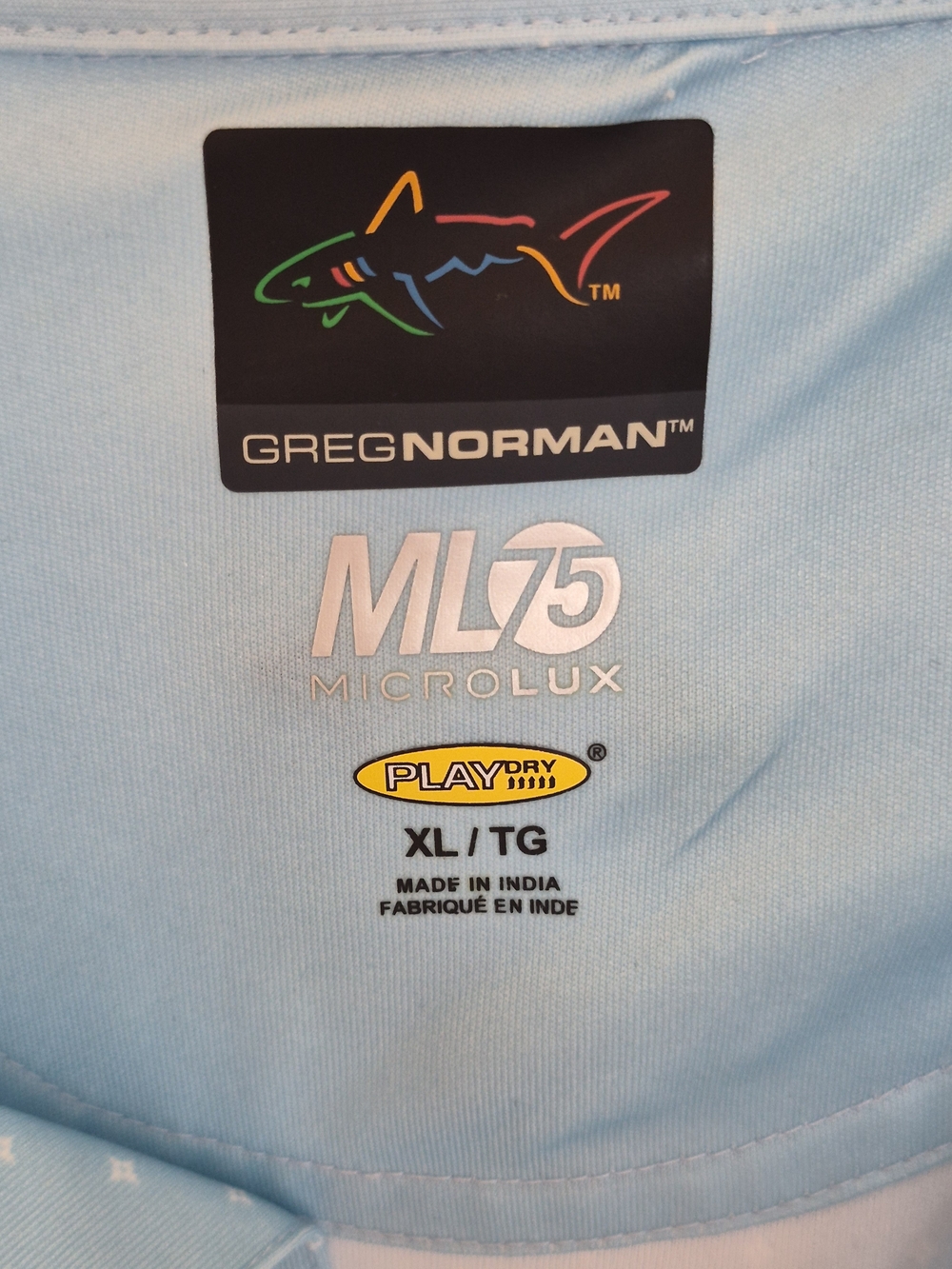 Greg Norman Collection Pale Blue Microdot Polo - Picture 2 of 5